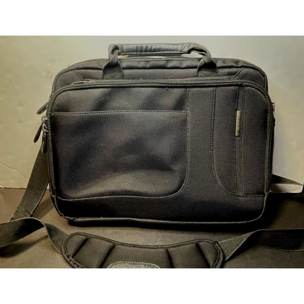 Samsonite padded laptop bag briefcase messenger shoulder strap black 16" x 12"